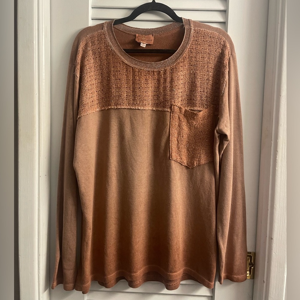 Belle France Size M Brn Ombré OVERSIZED SHIRT w/Metallic Detailing Made in Italy